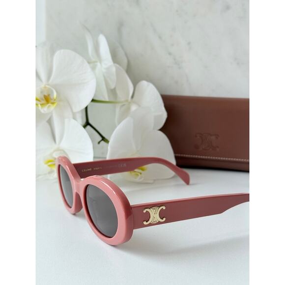 NEW Celine CL40194U Triomphe Dusty Pink Oval Sunglasses - Picture 4 of 9